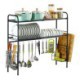 Multifunctional Stainless Steel Storage Rack 2 Layers Black Kitchen Sink Standing Rack