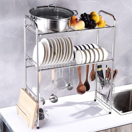 Stainless Steel Kitchen Shelf with Double Layers Dish Drying Rack