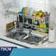 Sink Standing Kitchenware Drying Rack Stretchable Stainless Steel Kitchen Rack