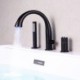 Chrome/Black LED Bathtub Faucet Deck Mounted Tub Filler Tap