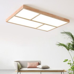 Minimalist Wood Style Flush Mount Ceiling Light Fixture Modern LED Ceiling Light