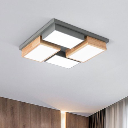 Geometric Wood Ceiling Lamp Modern LED Ceiling Light For Living Room