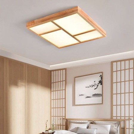 Geometric Wood Ceiling Lamp with LED Acrylic